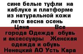 сине белые туфли  на каблуке и платформе из натуральной кожи (лето.весна.осень) › Цена ­ 12 000 - Все города Одежда, обувь и аксессуары » Женская одежда и обувь   . Ненецкий АО,Усть-Кара п.